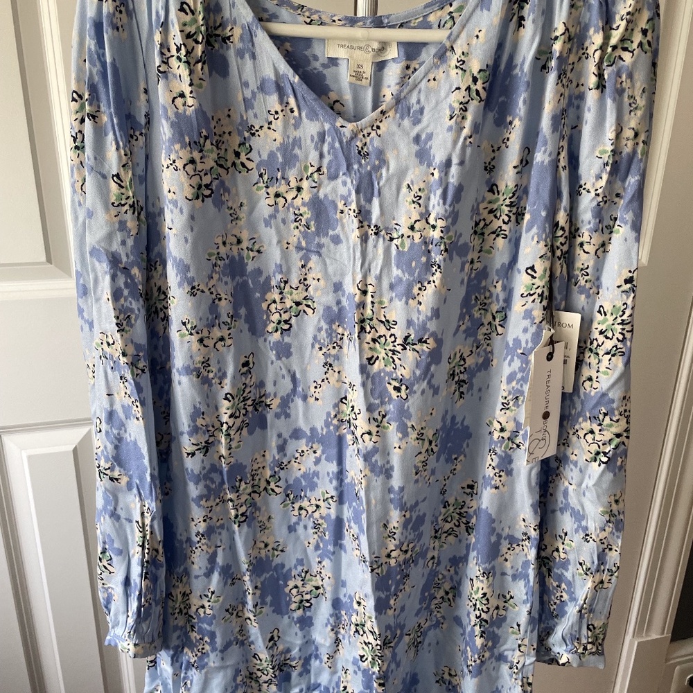 Treasure & Bond V-neck long sleeve shift minidress